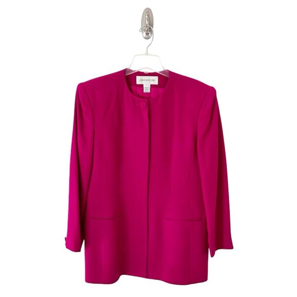 Jones New York Jackets & Blazers - Jones New York Vintage 90s Magenta Pink Wool Collarless Blazer Size 10